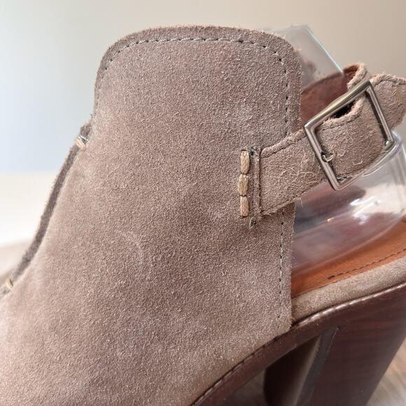 Frye Courtney Suede Open Toe Slingback Block Heel Booties Women’s Size 7B - Picture 7 of 11